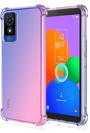 Topme Custodia per Telefono per TCL 501 (6 Inches), Cover per Cellulare con Gradiente di Colore Trasparente in Morbido Silicone TPU - Blu Rosa
