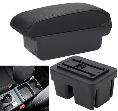 OTYKPXNV Auto Armlehne Box Für VW Golf 7 Mk7 2014-2019, Zwischen Autositz Organizer Getränkehalter Aufbewahrungsbox Mittelkonsole Taschentuch,02-C2 Black line NO USB