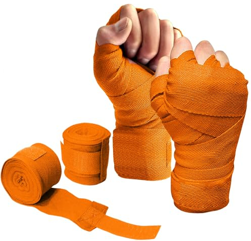 Boxbandage, Boxhandbandagen, Boxhandbandagen, Innenhandschuhe for Boxbandagen mit extra breitem Verschluss, Faust- und Handgelenkschutz for Männer und Frauen(Color:Orange)