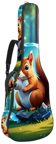 Akustikgitarre Tasche, Groß Schöne Gitarrentasche für 40/41/42 Zoll, Wasserdichte Gigbag mit Schwamm Schutzschicht, Eichhörnchen Kristallkugel, Mehrfarbig Nr. 08, 42.9x16.9x4.7 in, Gitarrentasche