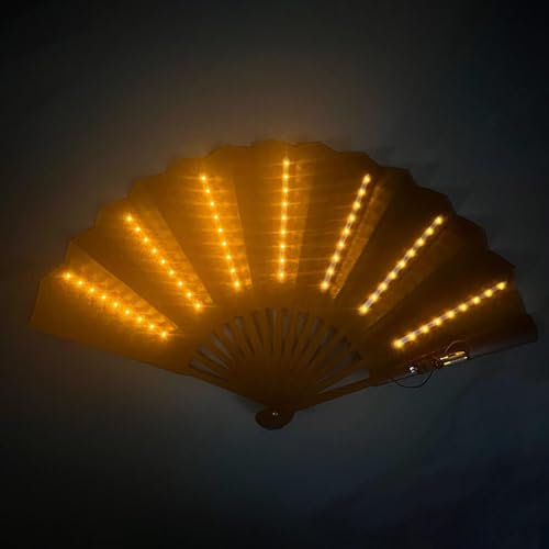 zwxqe LED-Handventilator, LED-beleuchteter Faltventilator,LED-Klapphandventilator - Mehrzweck-Faltfächer für Karneval, tragbarer Handfächer für Bühne, Bar, Bauchtanz, Fotografie