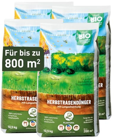 Plantura Bio-Herbstrasendünger, 3 Monate Langzeitwirkung, Kaliumdünger für maximale Winterhärte, Streuwagen geeignet, 42 kg für 800 m²