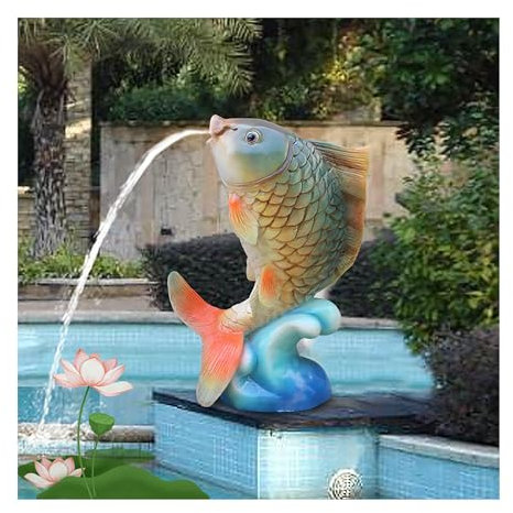 Crachoir pour étangs à carpes koï et Jardins Aquatiques, cracheur de Fontaine pour décoration de Poissons koï, cracheur de décoration de Jardin pour étang à carpes koï(Green,36 * 24 * 60cm)