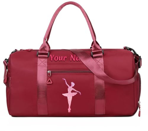 Personalisierte Tanzgepäcktasche mit Namen, Text und Foto, individuelle Ballett-Fitness-Reisetasche, individuelle nasse und trockene Wochenendtasche für die Nacht