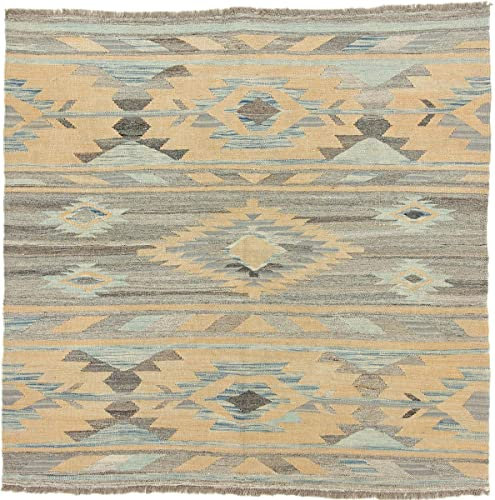 Nain Trading Kelim Afghan Heritage 149x145 Handgewebt Modern Orientteppich Designteppich Quadratisch Teppich Wolle