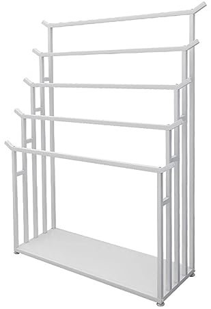 Scaffale a scaletta a 5 strati, autoportante, resistente, per negozi di abbigliamento, boutique e supermercati, organizer salvaspazio per trapunte, asciugamani, sciarpe e pantaloni, bianco, 80 x 40 x