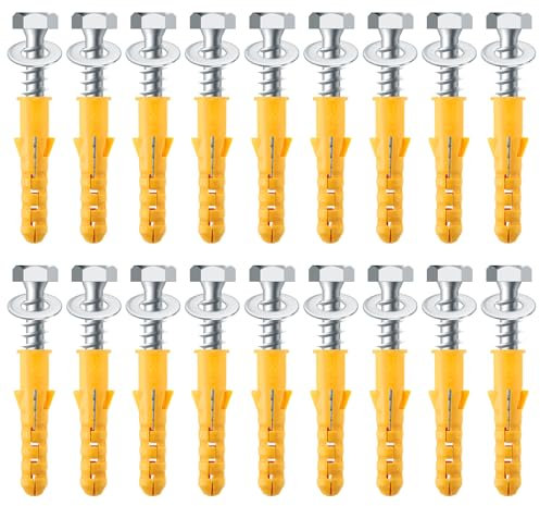 18 Sets Heavy Duty M10x50mm Masonry Brick Wall Plugs and Concrete Screws with Washer Zinc Plated Wall Fixing Anchor Bolts Strong Wall Plugs and Screws Set for TV Bracket Aerial Satellite Fence Shelves