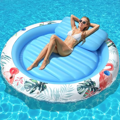 LUVTOY Materassino Mare Piscina con Cuscino Rimovibile e Porta Bicchieri, Materassino Gonfiabile Mare per Adulti e Bambini, Poltrona Gonfiabile Multifunzione, Gonfiabili Piscina