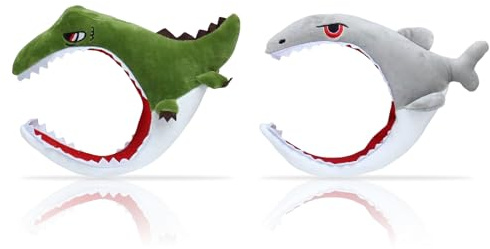 GlamRays 2 piezas de diadema de tiburón de peluche sombrero de tiburón lindo animal gorro de felpa animal diadema de tiburón disfraz de tiburón sombreros de fiesta para hombres y mujeres, multicolor,