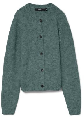 VERO MODA Femme Vmnovah Ls O-Neck Button Cardi GA Noos, Baume Green, XL EU