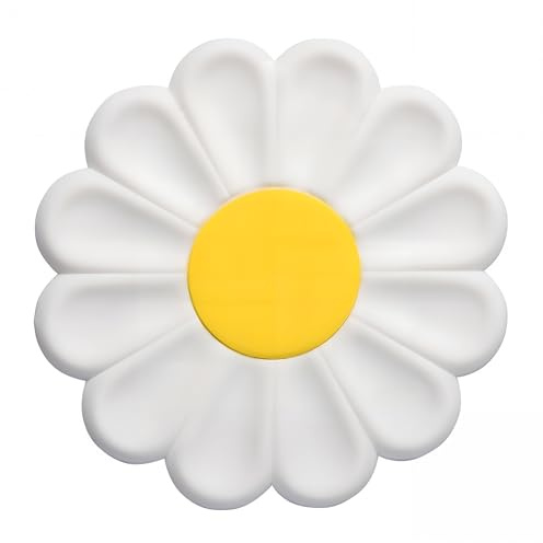 Gänseblümchen Untersetzer für heiße Töpfe und Gerichte,17cm runde Flexible Silikon-Topfhalter, Anti-Rutsch, hitzebeständige Matte, kreative heiße Untersetzer für die Küche (Weiß)