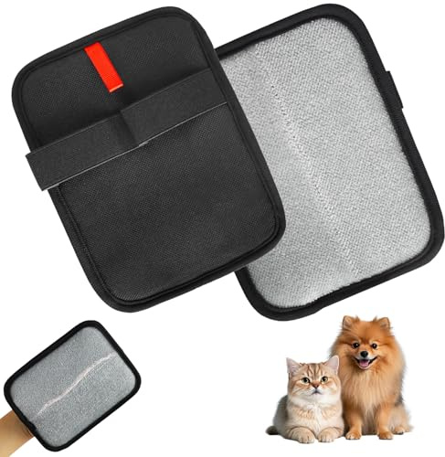 Ninnyi 2 Pcs Static Removal Pet Hair Remover Gloves, Reusable Double Sided Grooming Electrostatic Glove for Dog & Cat
