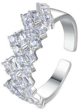 Tolldek Weißgold 750 Diamantring Echt Schmuck, Moissanit Klassiker Eheringe Rechteckschliff, 18K Verlobungsring Echt Schmuck, 51 (16.2)