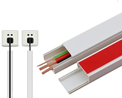 Canaleta for cables eléctricos, protector de cables for suelo, ocultador de cables de PVC autoadhesivo, color blanco, varios tamaños, paquete de 2(40x20mm/1.57x0.78in)
