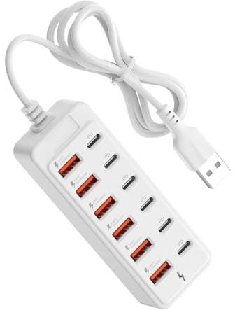 SHOOYIO 12Port Presa Elettrica USB Tipo C E USB A Hub di Ricarica Con 66W Power Delivery Per Più Dispositivi Telefoni Tablet Adattatore