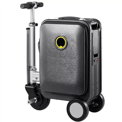 LXPINGMM Valise électrique Intelligente, 20 L, transportable, avec poignée télescopique, capacité de Charge : 110 kg, réglage de la Vitesse, Serrure à Code TSA, Port de Charge Externe Black