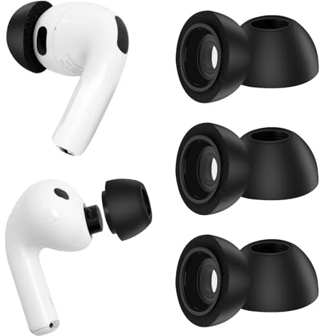 Ersatz-Ohrstöpsel für AirPods Pro 3, weiche Memory-Schaumstoff-Ohrstöpsel für AirPods Pro der 3 2025. Generation, kein Silikondruck, rutschfestes Design, passend für Ladecase, 3 Paar (L, Schwarz)