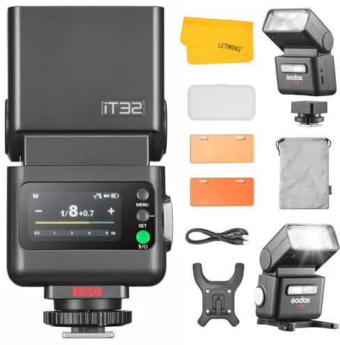 GODOX IT32 TTL Camera Flash with X5C Wireless Flash Trigger for Canon, 2.4G Wireless Flash HSS 1/8000s, Built-in Receiver& Lithium Battery, 510 Full Power Flashes, LED Modeling Light, Magnetic Hotshoe
