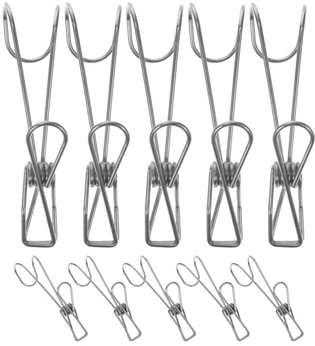 Générique Lot de 10 Pinces à Linge en INOX 105 Mm, Clips Multifonctions Antidérapants pour Salle de Bain, Cintres à Chapeaux et sous-vêtements, Rangement Pratique pour Linge et Accessoires