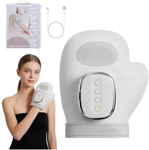Handmassagegerät Elektrisch, Afenau Hand Massagegerät mit Wärme & Kompression, Kabelloses Handmassage mit Wärme 3 Luftkompression-Modi und 5 Stufen, Tragbares Massagegerät Hand Geschenk für Familie