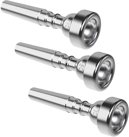 Ysyqkn 3 Teiliges Trompetenmundstück Set für Anfänger Und Profis, Robuste Ersatzteile für Musikinstrumente Und Bühnenauftritte, Silber
