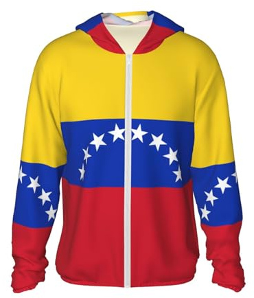 ERCgad Sudadera con capucha para adultos con estampado de bandera de Venezuela, ligera, transpirable, de secado rápido, para senderismo al aire libre