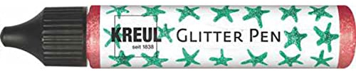 Kreul 49841 - Glitter Pen rot, Glitzer Effektfarbe im handlichen 29 ml Pen, zum Verzieren, Beschriften und Dekorieren von vielfältigen Materialien, hergestellt auf Wasserbasis