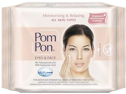 Pom Pon ALL SKIN Toallitas Desmaquillantes para Rostro y Ojos, con Ingredientes Naturales, Hidratantes y Relajantes, 20 unidades
