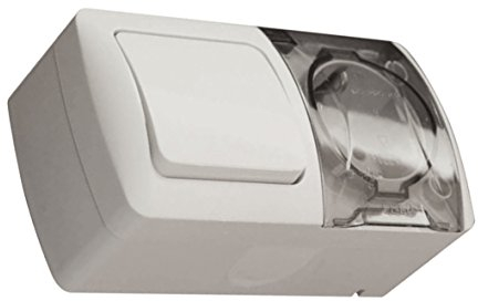 Presa combinata/deviatore da parete con interruttore di accensione/spegnimento + spina IP54