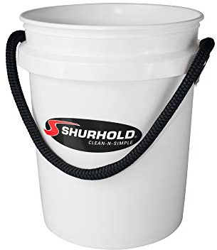 SHURHOLD 5 Gallon Heavy-Duty Rope Handle Molded Plastic Bucket, for Boats, Cleaning, Fishing, Storage, and Refuse - White