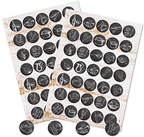 Logbuch-Verlag 70 vintage Aufkleber Küchenutensilien alt antik für ein eigenes Kochbuch als Verzierung 3,2 cm schwarz-weiß