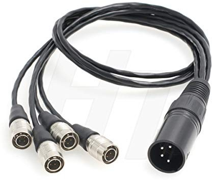 Y Splitter Power Cable XLR 4 Pin to 4 x Hirose 4 Pin Male for Sound Devices 688 664 Zoom F8