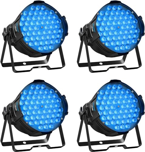 Stage Light 54x3W RGB 3 in 1 LED Par Lights Disco Light' for Parties with Sound Activated & DMX Control Dj Lights' for Show, Stage, Church, Party, Wedding, Concert, Club (4)