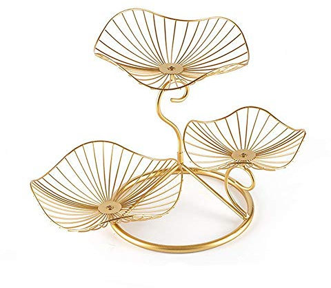 Toruiwa. Corbeille A Fruits 3 Etages en Métal, Grande Panier à Fruits à Etages, Porte-Fruits Présentoir Coupe à Fruits Séparable, Décoration Support de Rangement pour Gâteaux légumes (Crochet, d'or)
