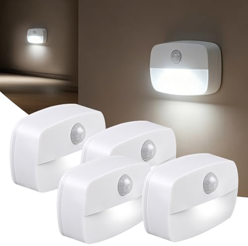 Motion Sensor Night Light (4 Pack), Battery Operated LED Stairs Lights