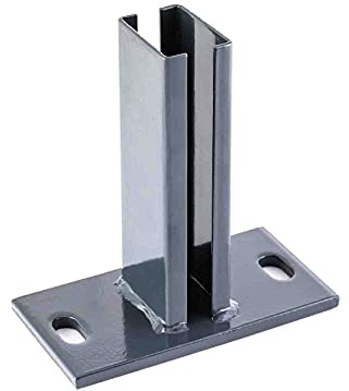 Zaundirekt Pfostenträger 60x40 Anthrazit RAL7016 Fußplattenadapter | Für Mauerwerk & Randsteine | Stahlplatte 150 × 80 × 8 mm | Robuste Ausführung