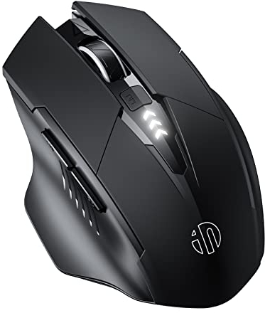 INPHIC Wireless Mouse Rechargeable, [Battery Level Visible], Silent Click USB 2.4G Cordless Mouse for Laptop PC Computer Tablets, 6 Buttons, 2400DPI 4 Adjustment Levels, Black