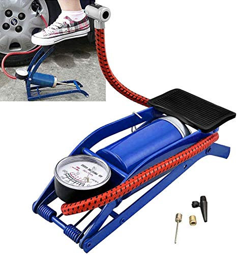 New Single Double Barrel Cylinder Tyre Foot Pump Air Inflator Car Van Bicycle Bike Air Bed Football Inflatable (Single)