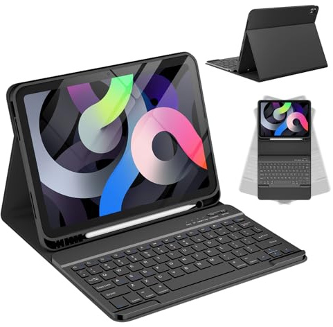 CC Store Case with Keyboard for iPad Air 11 inch M3 2025/M2 2024, iPad Air 5/4 10.9 inch, Keyboard Case for iPad Pro 11 4/3/2/1Gen, Wireless Detachable Keyboard Cover with Pencil Holder, UK Layout