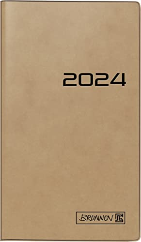 BRUNNEN Wochenkalender Kompagnon Modell 758 2024 1 Seite = 1 Woche Blattgröße 8,7 x 15,3 cm braun