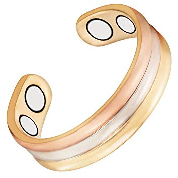 3500 Gauss magnetisk damring, 99,99 % ren koppar magnetisk ring, klassisk elegant trefärgad ring med 4 magneter (A)
