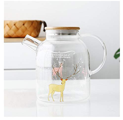 Brocche Alta caraffa di vetro borosilicata con coperchio e manico con il lanciatore di vetro resistente al calore for il succo di acqua calda acqua ghiacciata bevanda fatta in casa Caraffe da Tavola B