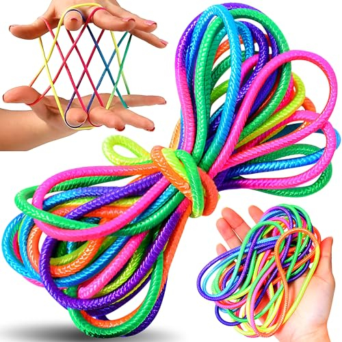 Retoo Fadenspiel Fingerspiel, Kinder Finger Twist, Regenbogen, Fädelspiel, Fingerspiel, Fingertwist Rainbow Rope für Kinder Kindergeburtstag, Ideal als kleines Geschenk, Finger Twist Schnur