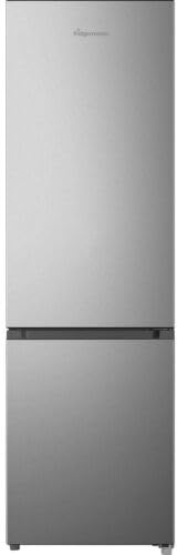 Fridgemaster MC55265ES 55cm Freestanding 269 litre 70/30 Fridge Freezer - LED Lighting- 4 Star Freezer Rating -Silver - E Rated, H180 x W55 x D55.8 (cm)