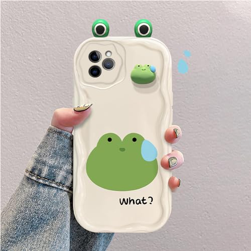 Niedliche, witzige 3D-Cartoon-Frosch-Hülle, kompatibel mit iPhone 12 Mini, Silikon, stoßfest und stilvoll
