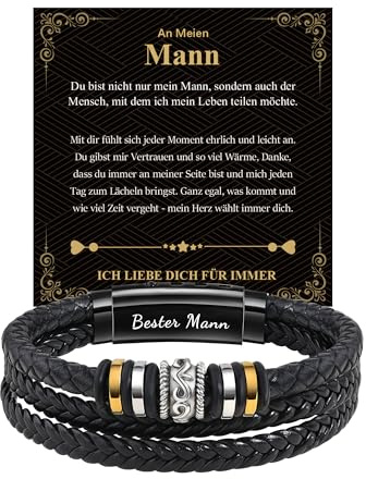 CheersLife Geschenke für Männer Lederarmband mit Gravur Papa/Sohn/Bruder | Geburtstag Weihnachten Vatertag Abschluss Ich Liebe Dich Geschenk für Meinen Mann Freund zum Valentinstag Jahrestag
