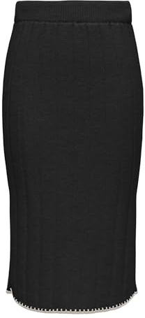 ONLY Onlchick Stitch Mv Jupe en Tricot, Noir/Détails : Pierre Pumice, L Femme