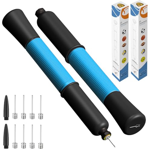Ballpumpe mit Nadelaufbewahrung (Niemals die Nadel verlieren) Basketballpumpe mit 5/10 Nadeln und ausziehbarem Kabel für Fußball, Basketball, Volleyball, Rugby Ball - Großartig für alle Bälle