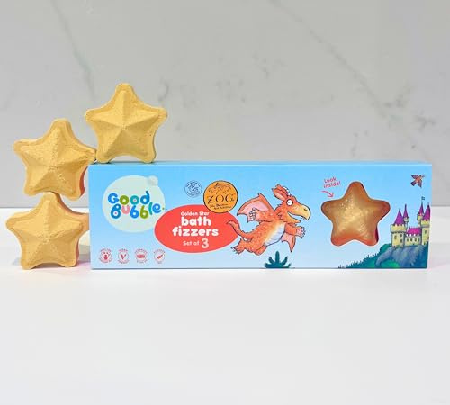 Good Bubble Zog Golden Star Bath Fizzers - Set of 3 Toddler Bath Bombs - Gentle, Allergen-Free Bath Additive for Kids - Fun & Sensory Foaming Bath Experience