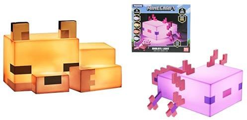 Paladone Axolotl Light & Minecraft Fuchs Leuchte, Mehrfarbig, Estándar